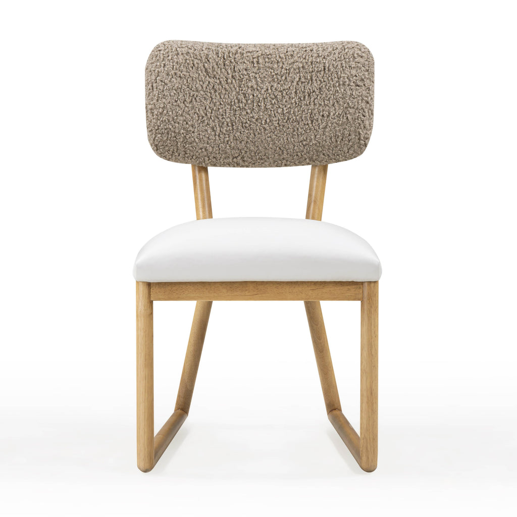 Bobbie Cream Performance Vegan Leather and Grey Vegan Shearling Dining Chair