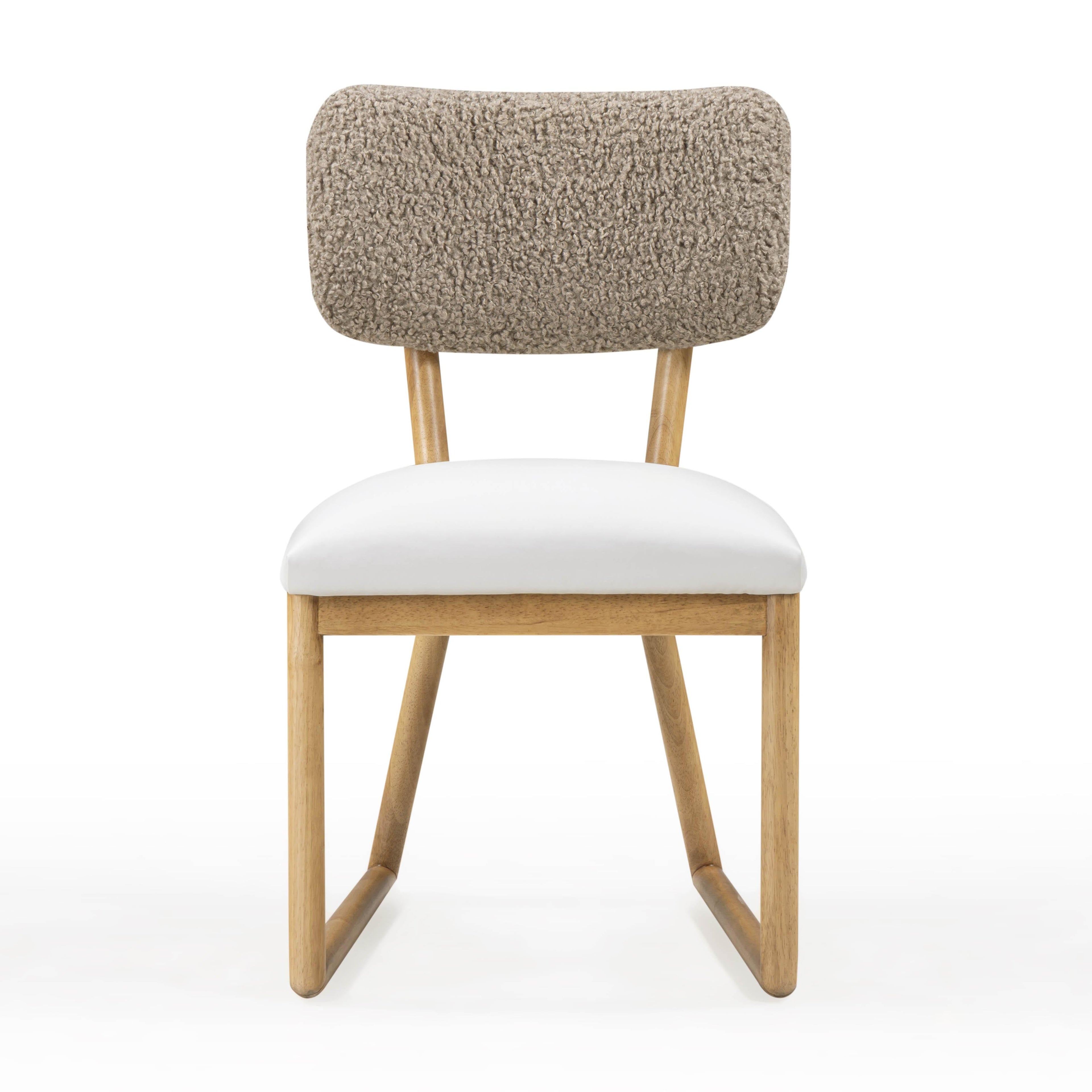 Bobbie Cream Performance Vegan Leather and Grey Vegan Shearling Dining Chair