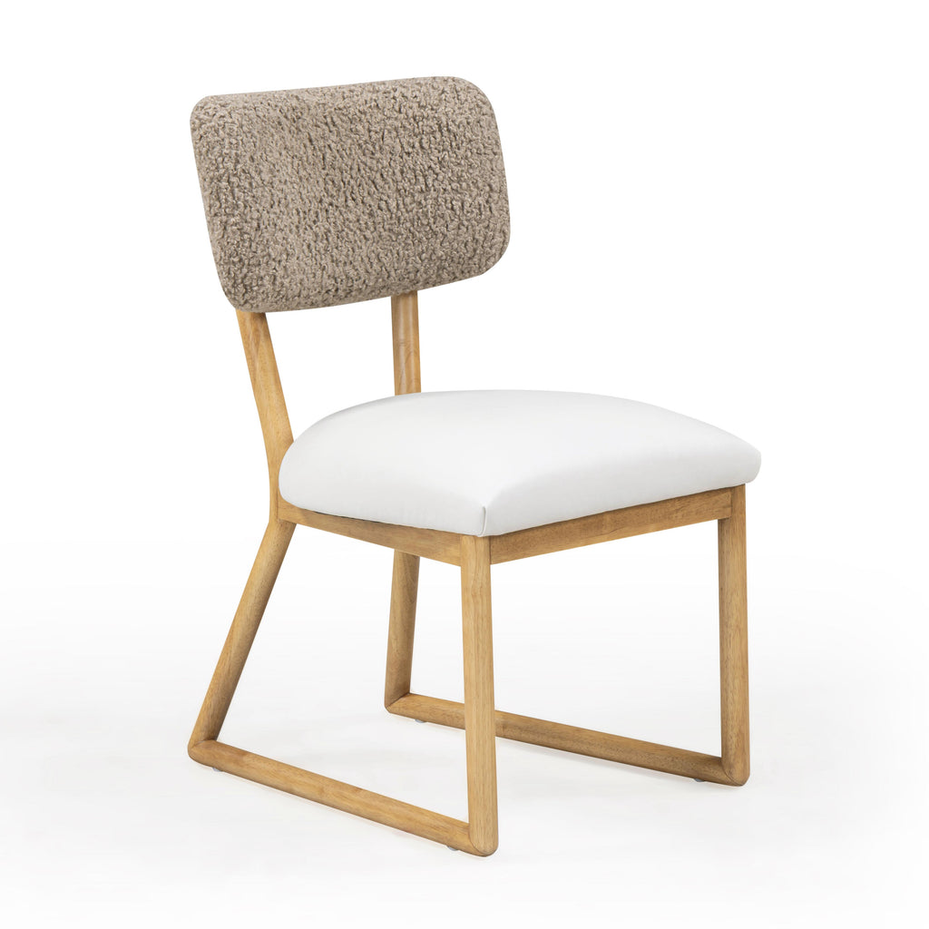 Bobbie Cream Performance Vegan Leather and Grey Vegan Shearling Dining Chair