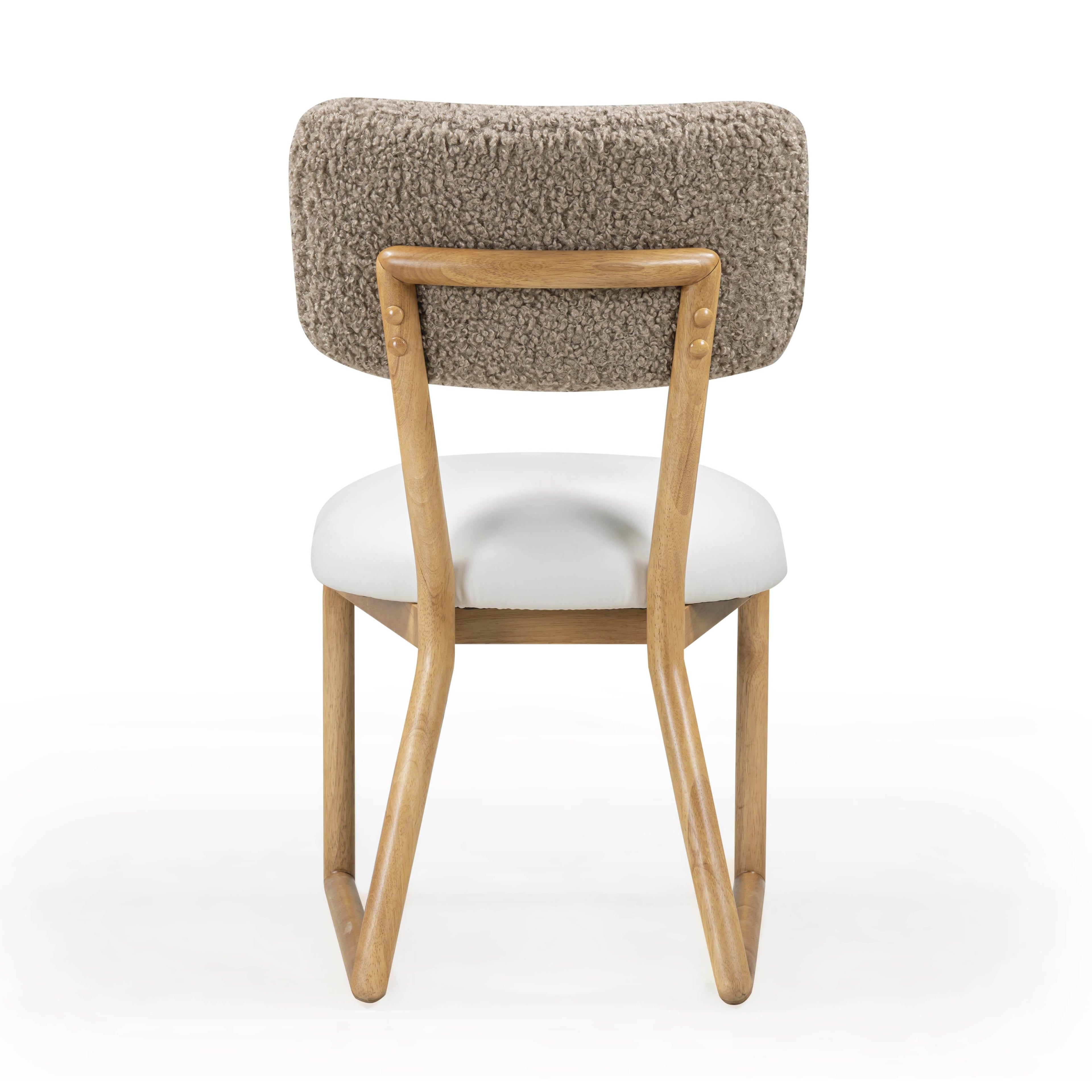 Bobbie Cream Performance Vegan Leather and Grey Vegan Shearling Dining Chair