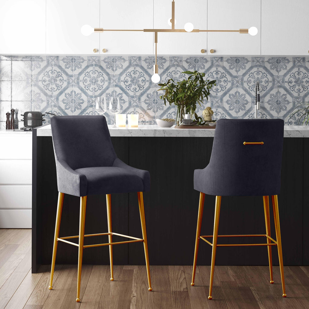 Beatrix Pleated Performance Velvet Stool