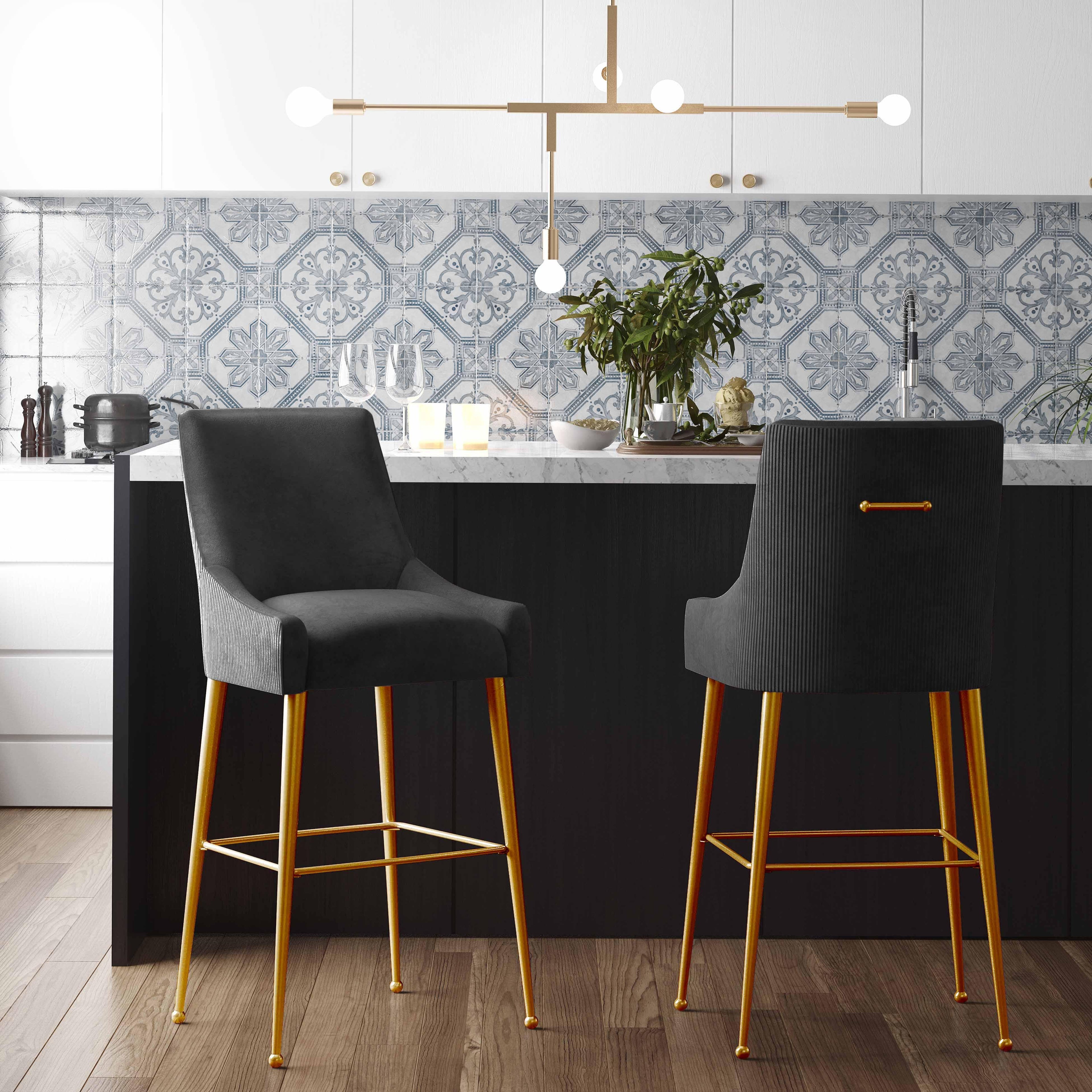 Beatrix Pleated Performance Velvet Stool