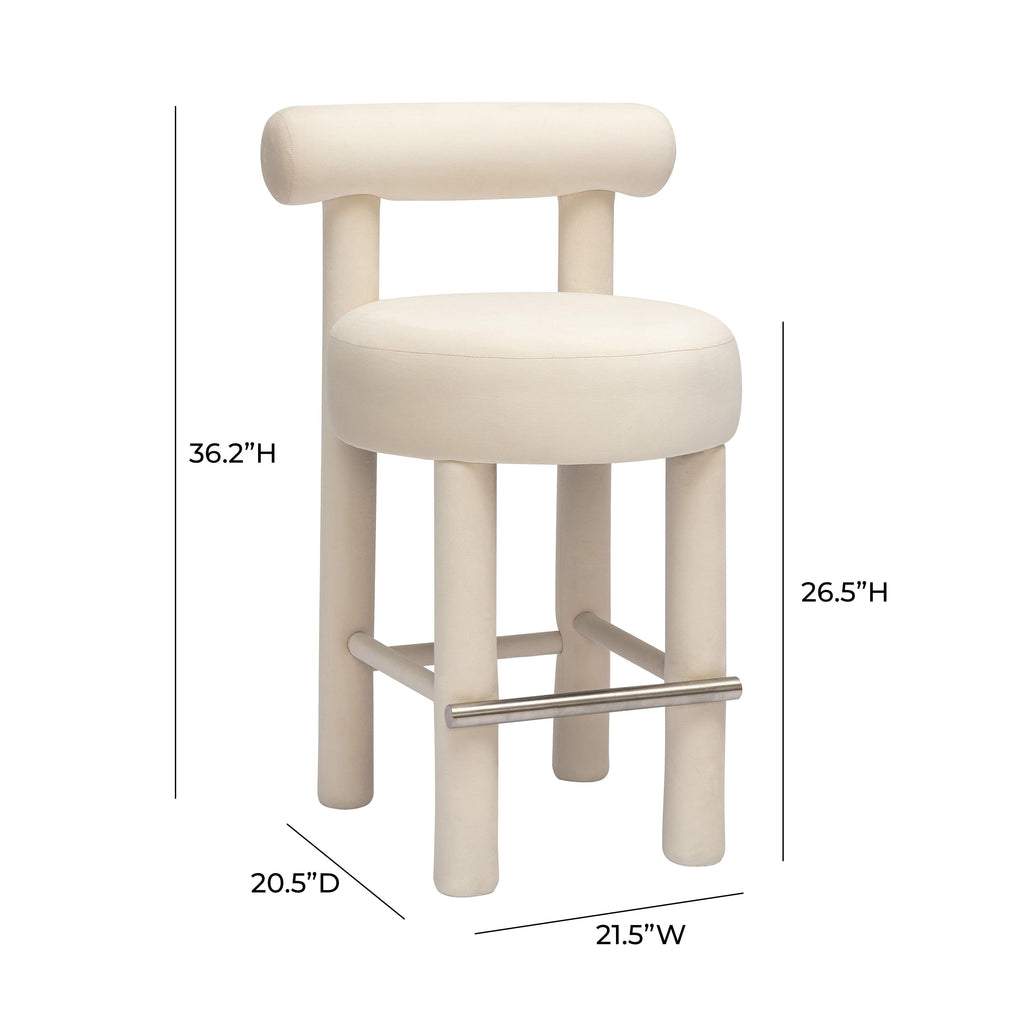 Carmel Cream Performance Velvet Counter Stool