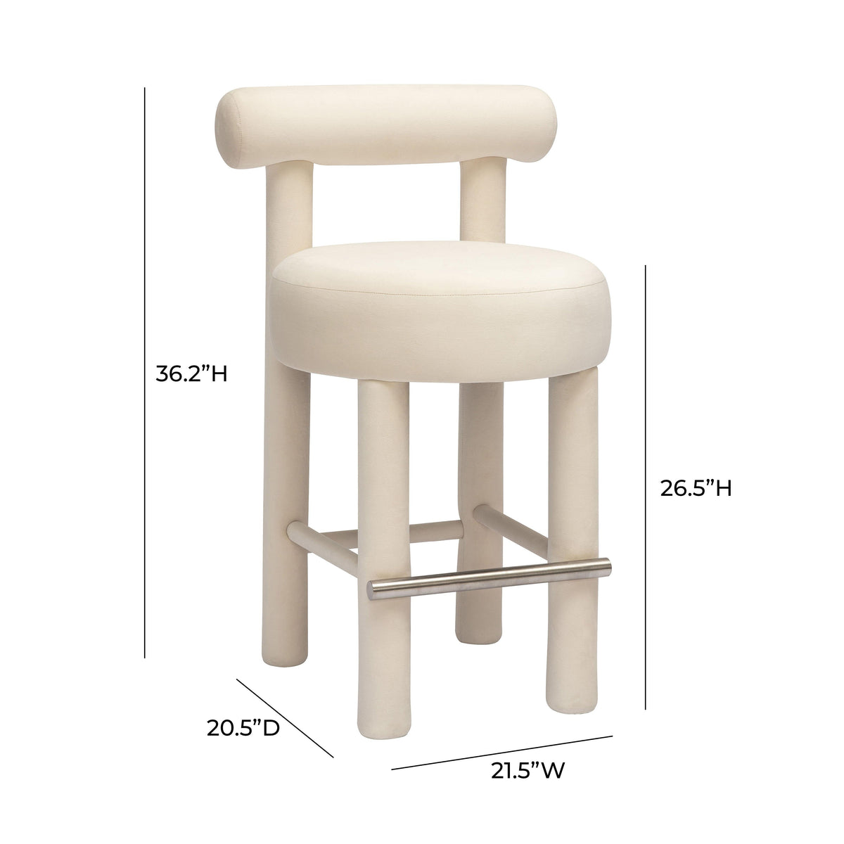 Carmel Cream Performance Velvet Counter Stool