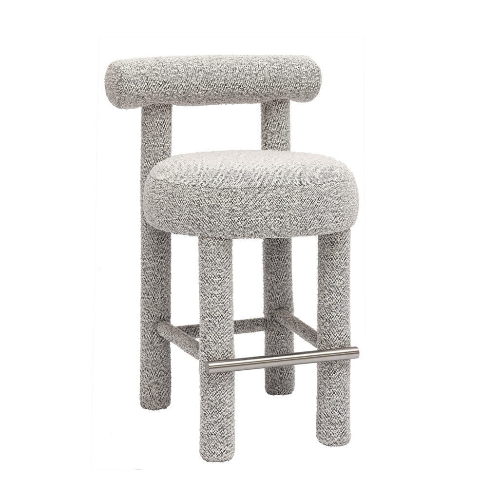 Carmel Black &amp; White Performance Boucle Counter Stool