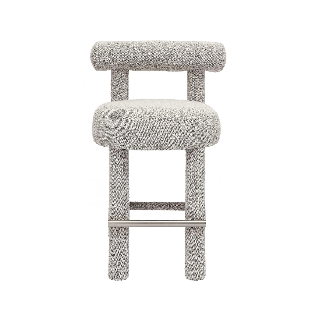 Carmel Black &amp; White Performance Boucle Counter Stool