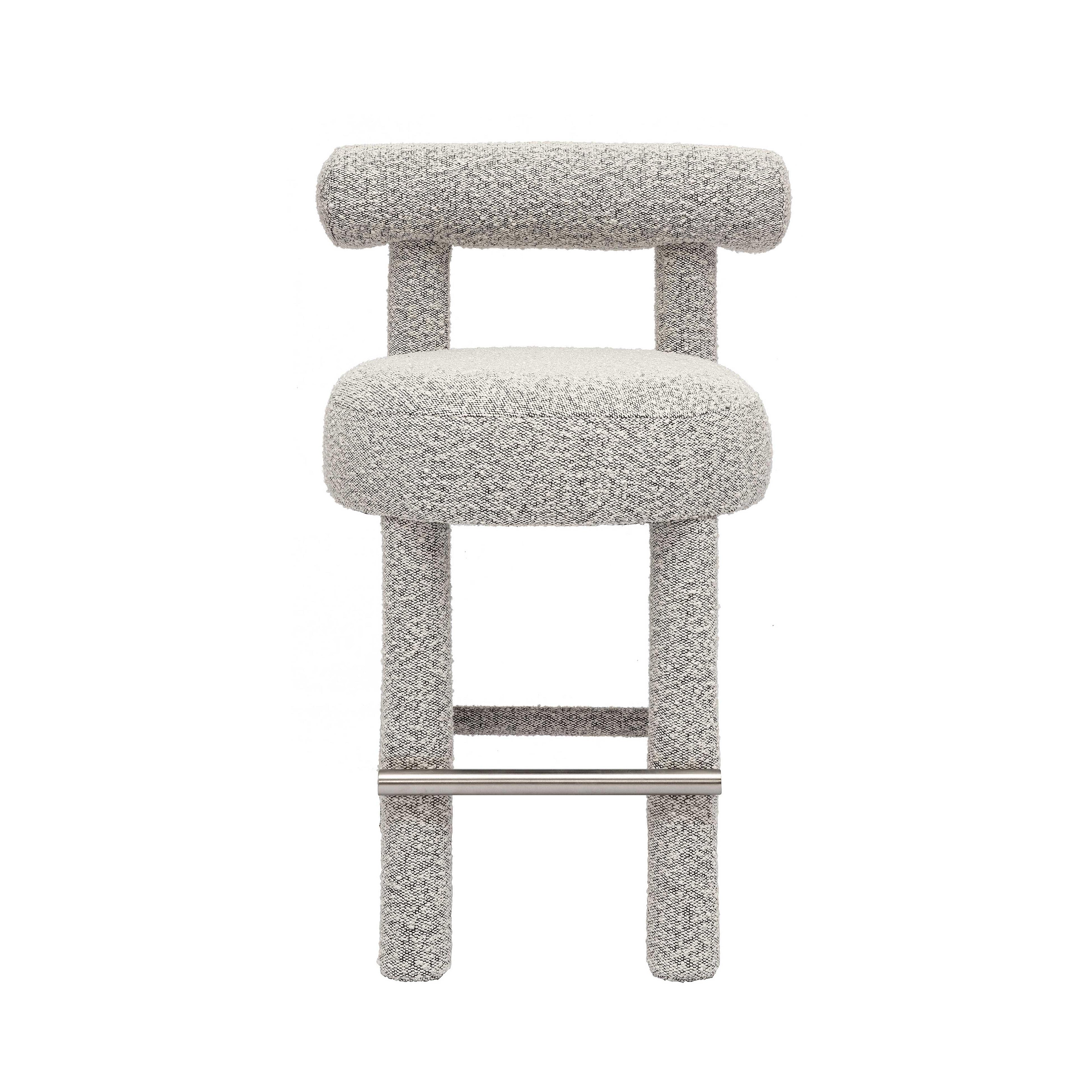 Carmel Black &amp; White Performance Boucle Counter Stool