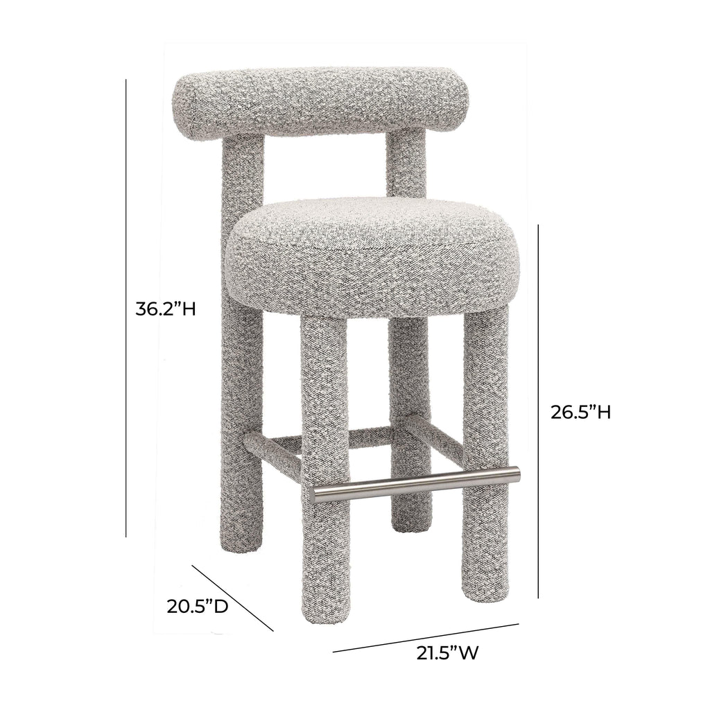 Carmel Black &amp; White Performance Boucle Counter Stool