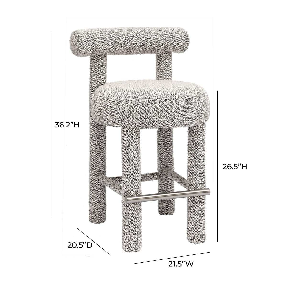 Carmel Black &amp; White Performance Boucle Counter Stool