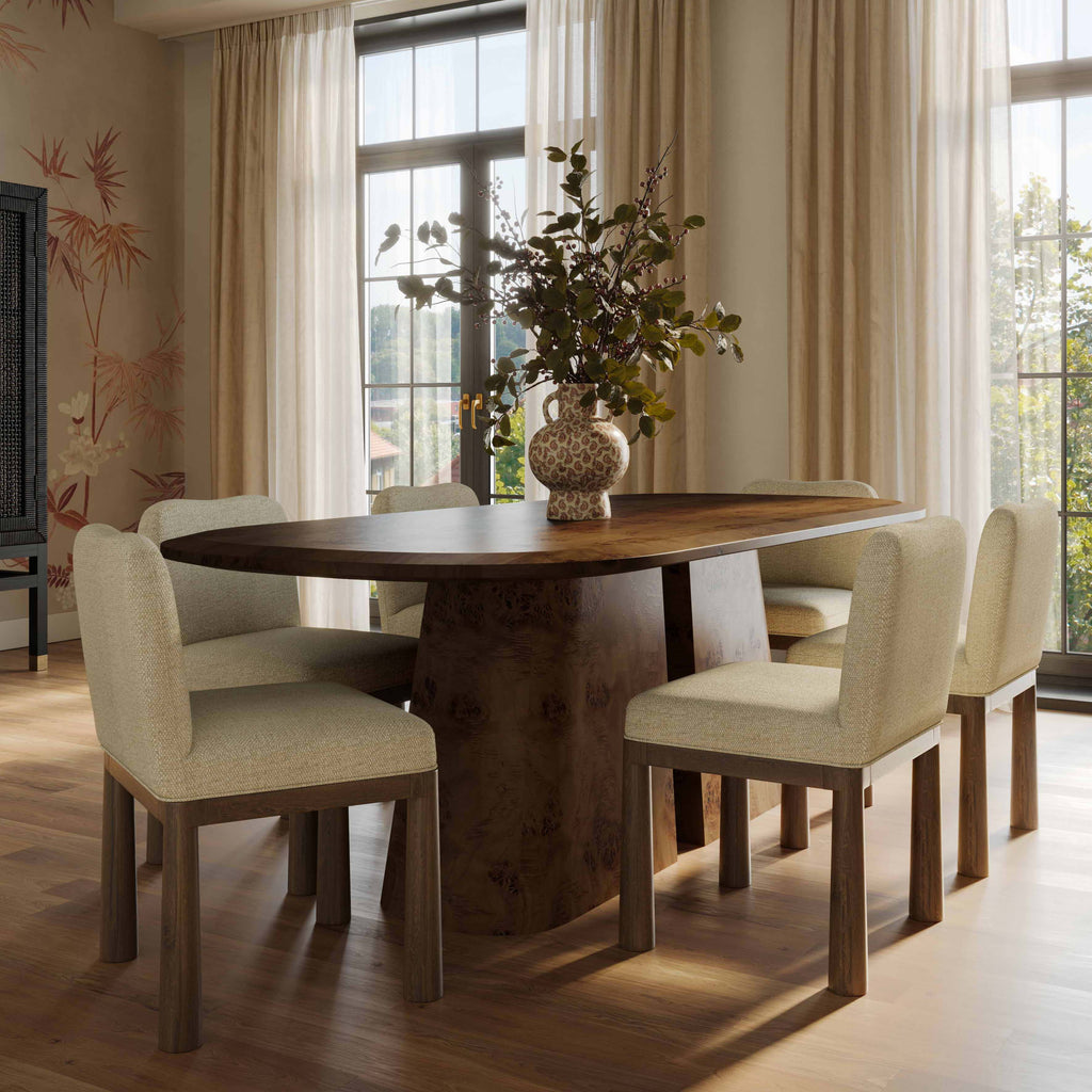 Gladyss 87" Burl Oval Dining Table