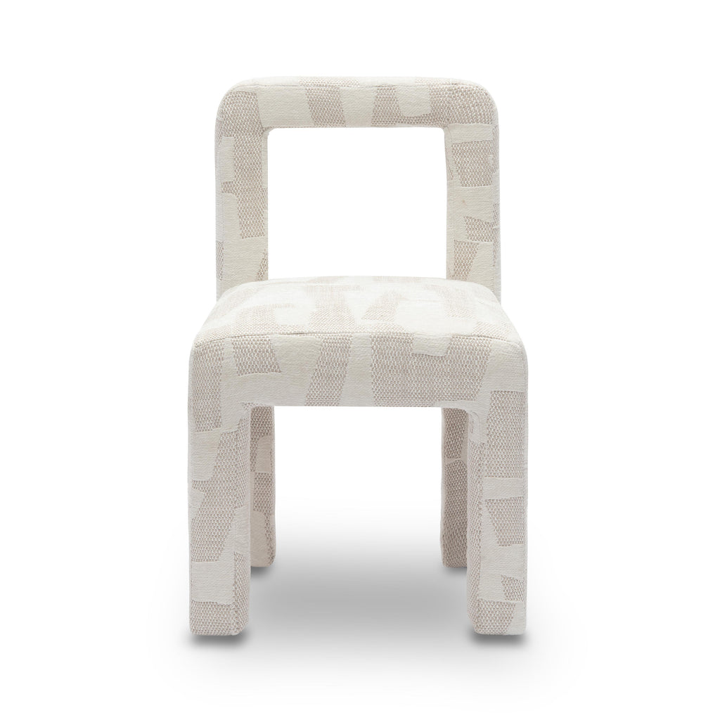 Hazel Cream Patterned Performance Jacquard Dining Chair