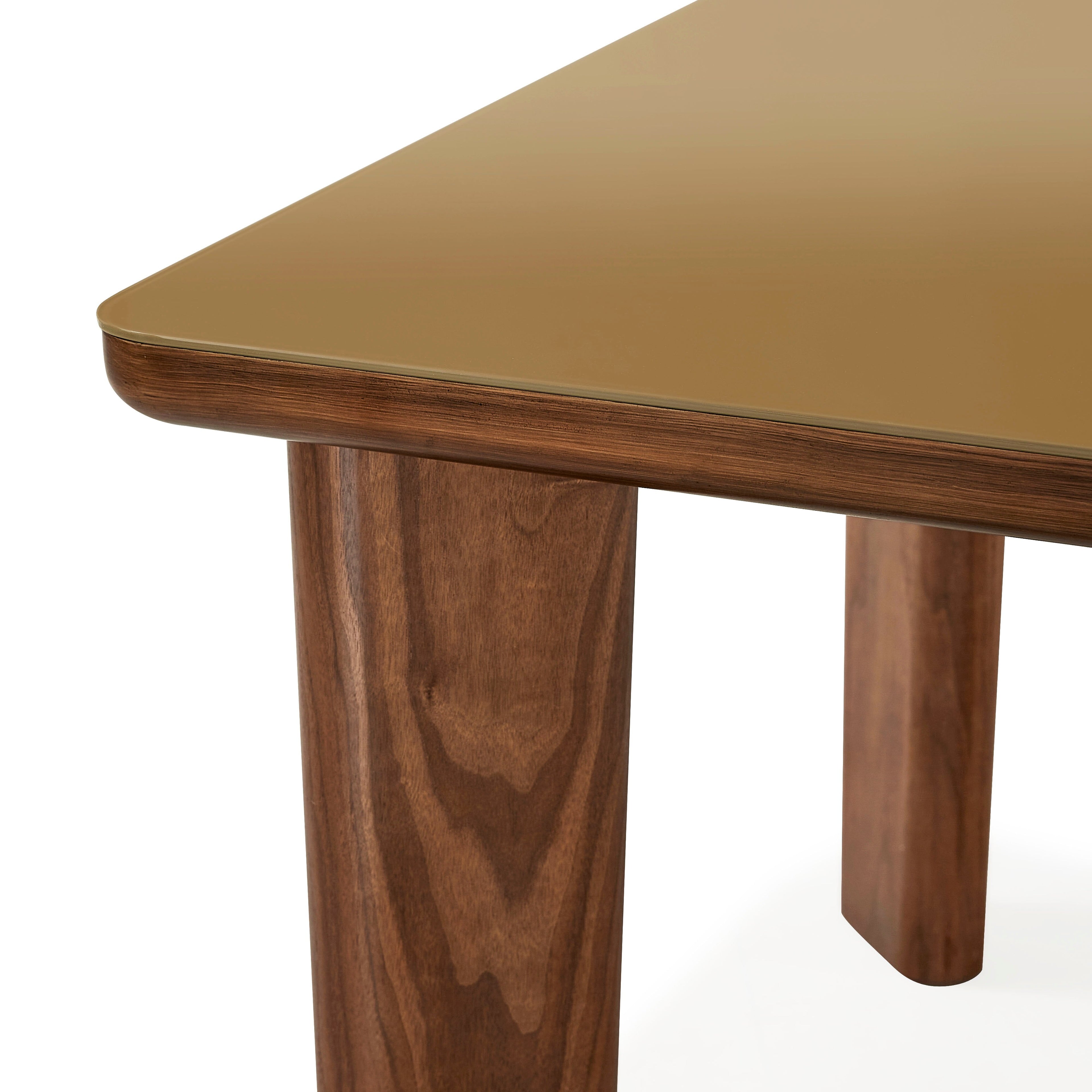 Oani 83" Walnut and Glass Rectangular Dining Table