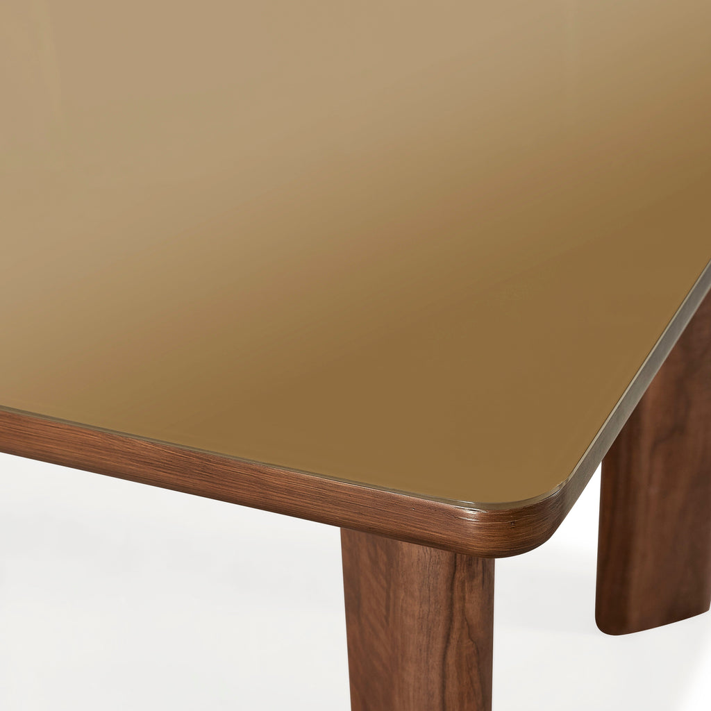 Oani 83" Walnut and Glass Rectangular Dining Table