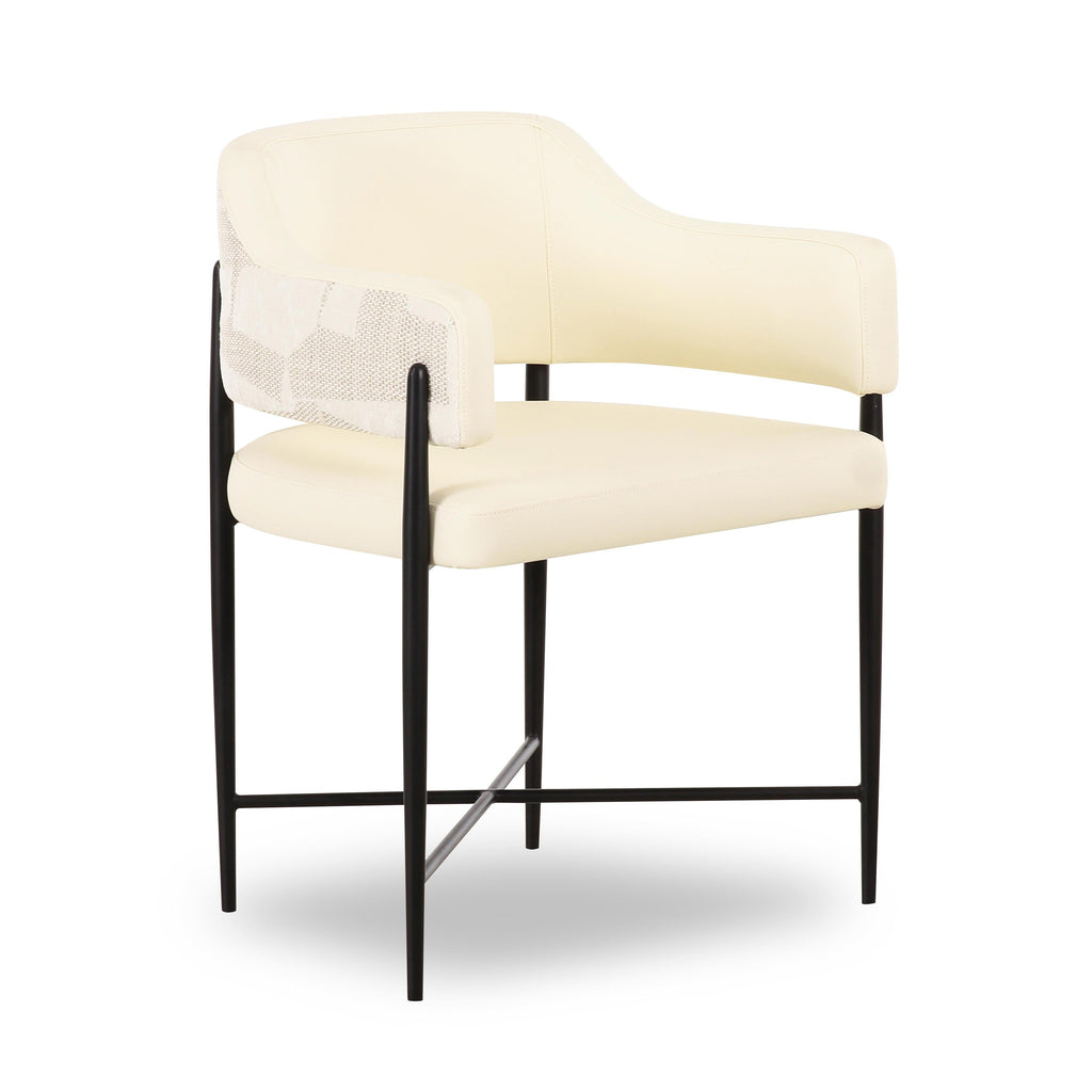 Sezanne Cream 2-Tone Performance Vegan Leather and Jacquard Dining Chair
