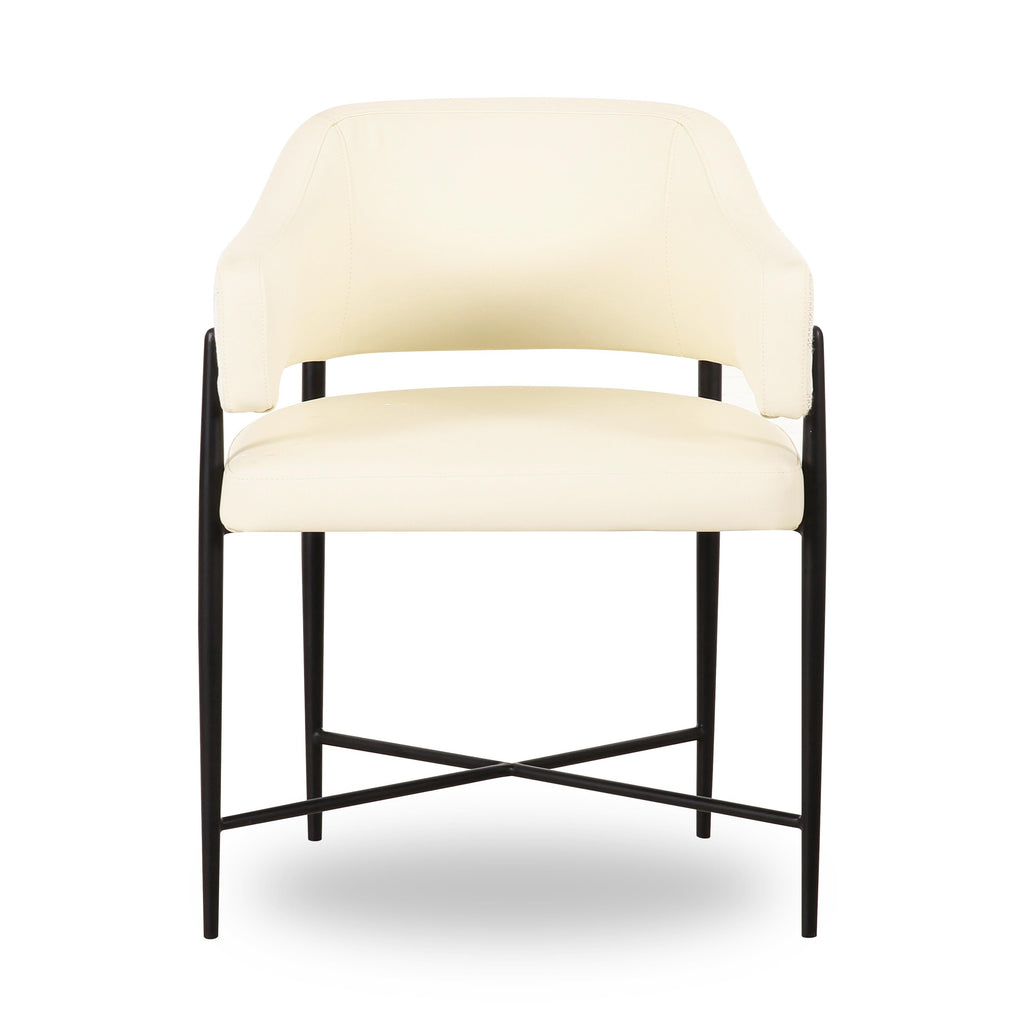 Sezanne Cream 2-Tone Performance Vegan Leather and Jacquard Dining Chair