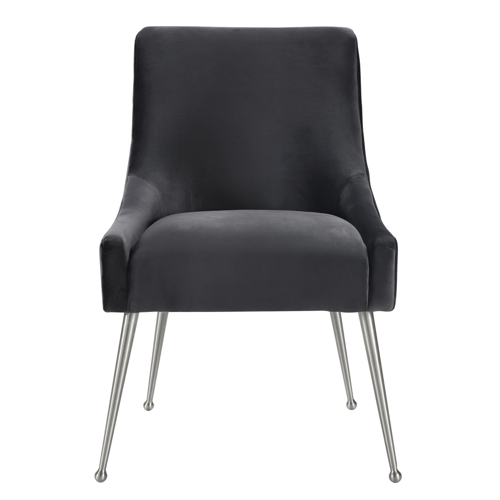 Beatrix Grey Performance Velvet Dining Chair - Silver Legs