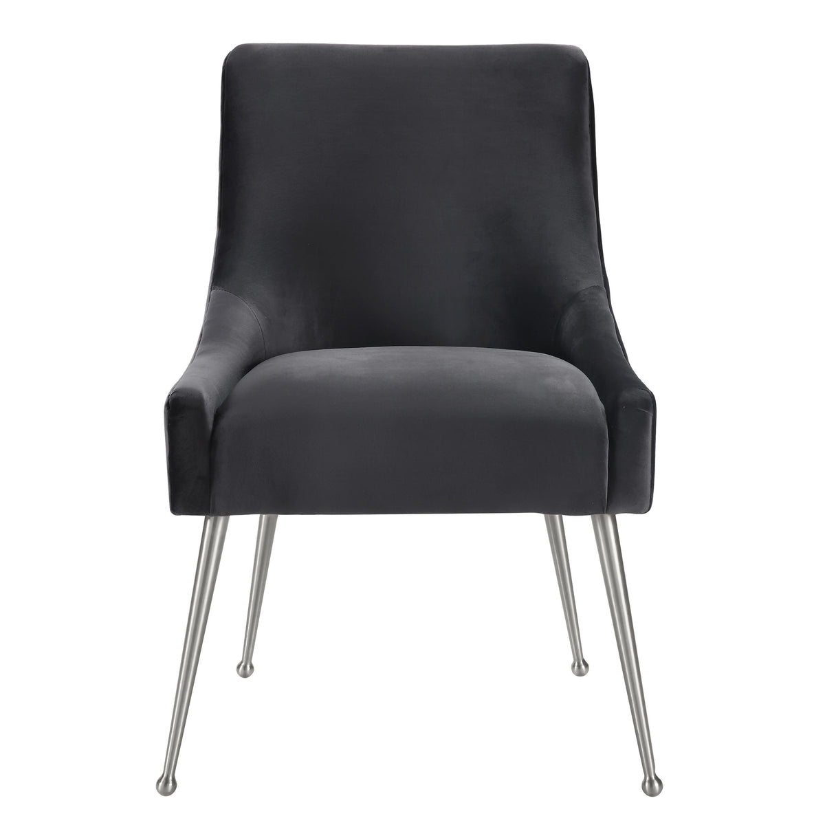 Beatrix Grey Performance Velvet Dining Chair - Silver Legs