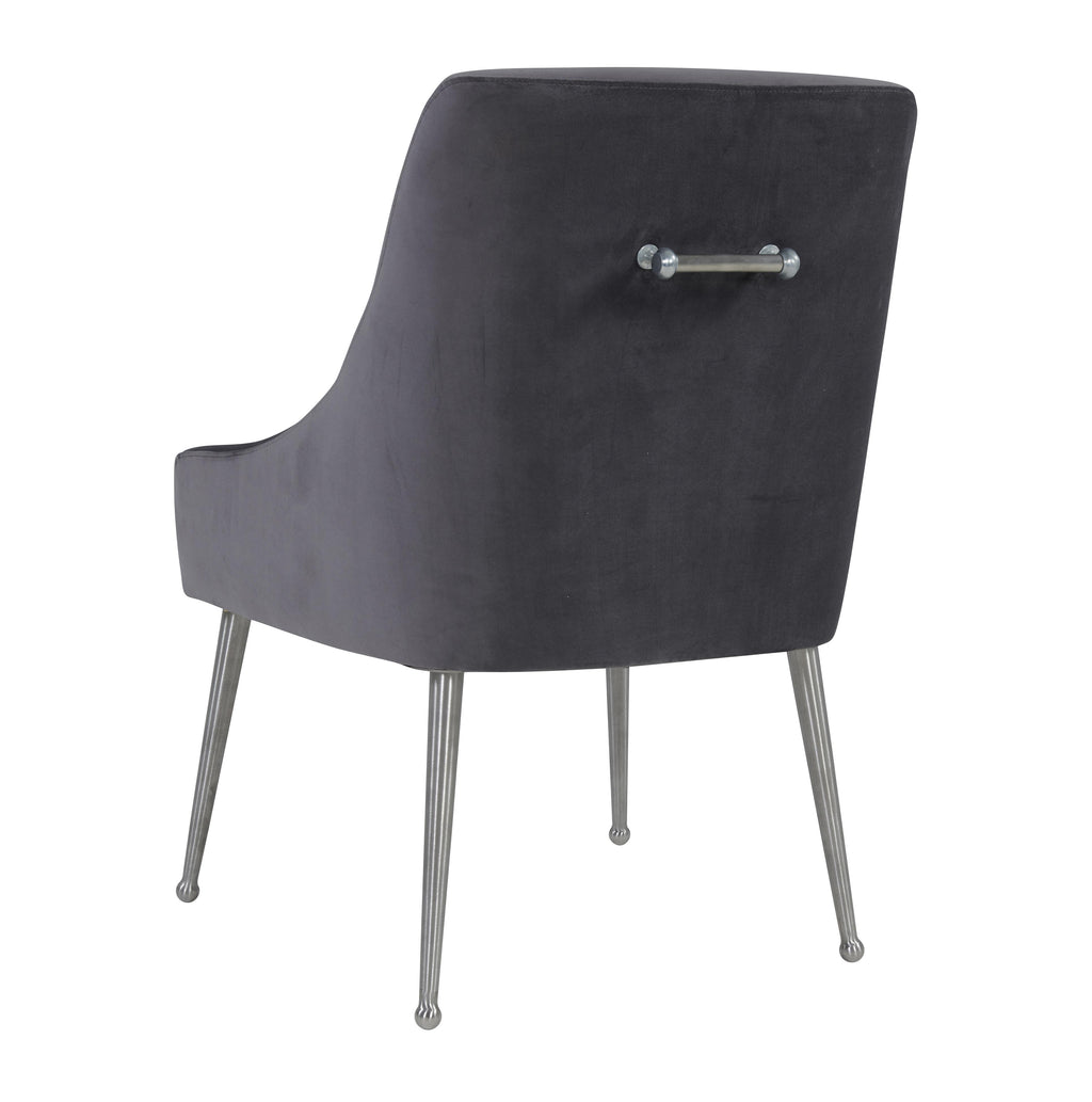 Beatrix Grey Performance Velvet Dining Chair - Silver Legs