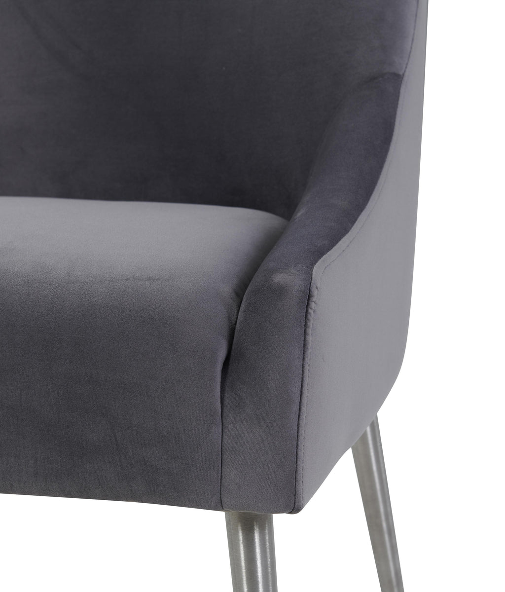 Beatrix Grey Performance Velvet Dining Chair - Silver Legs