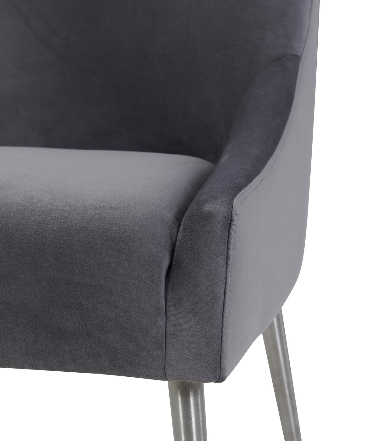 Beatrix Grey Performance Velvet Dining Chair - Silver Legs