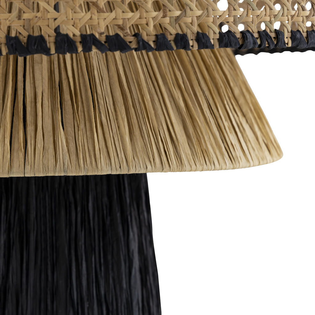 Rylie Natural &amp; Black Raffia Pendant Lamp