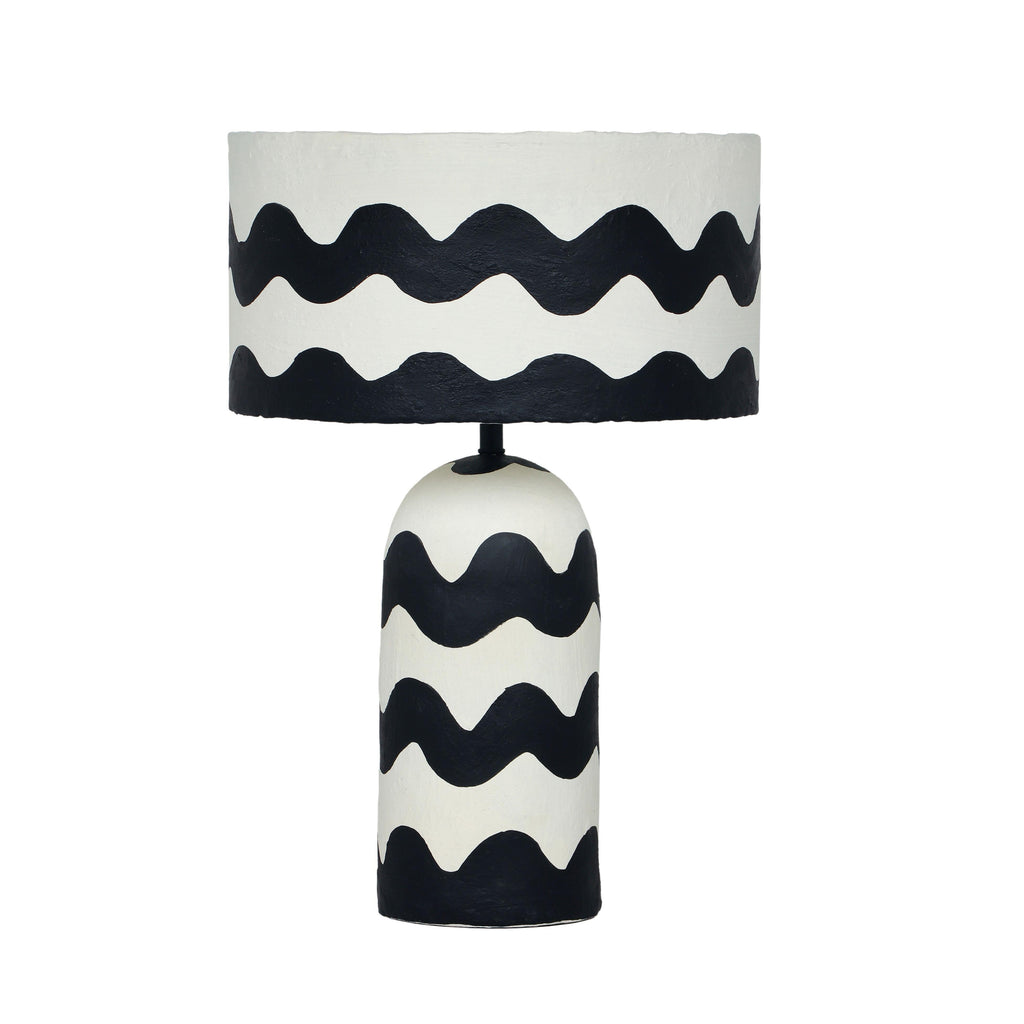Tropea Black Waves Papier Mache Table Lamp