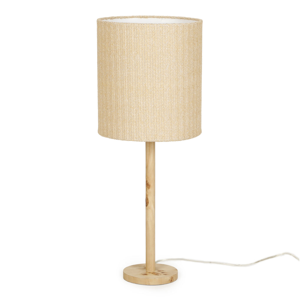 Lamia Natural Burl and Raffia Contract-Grade Table Lamp