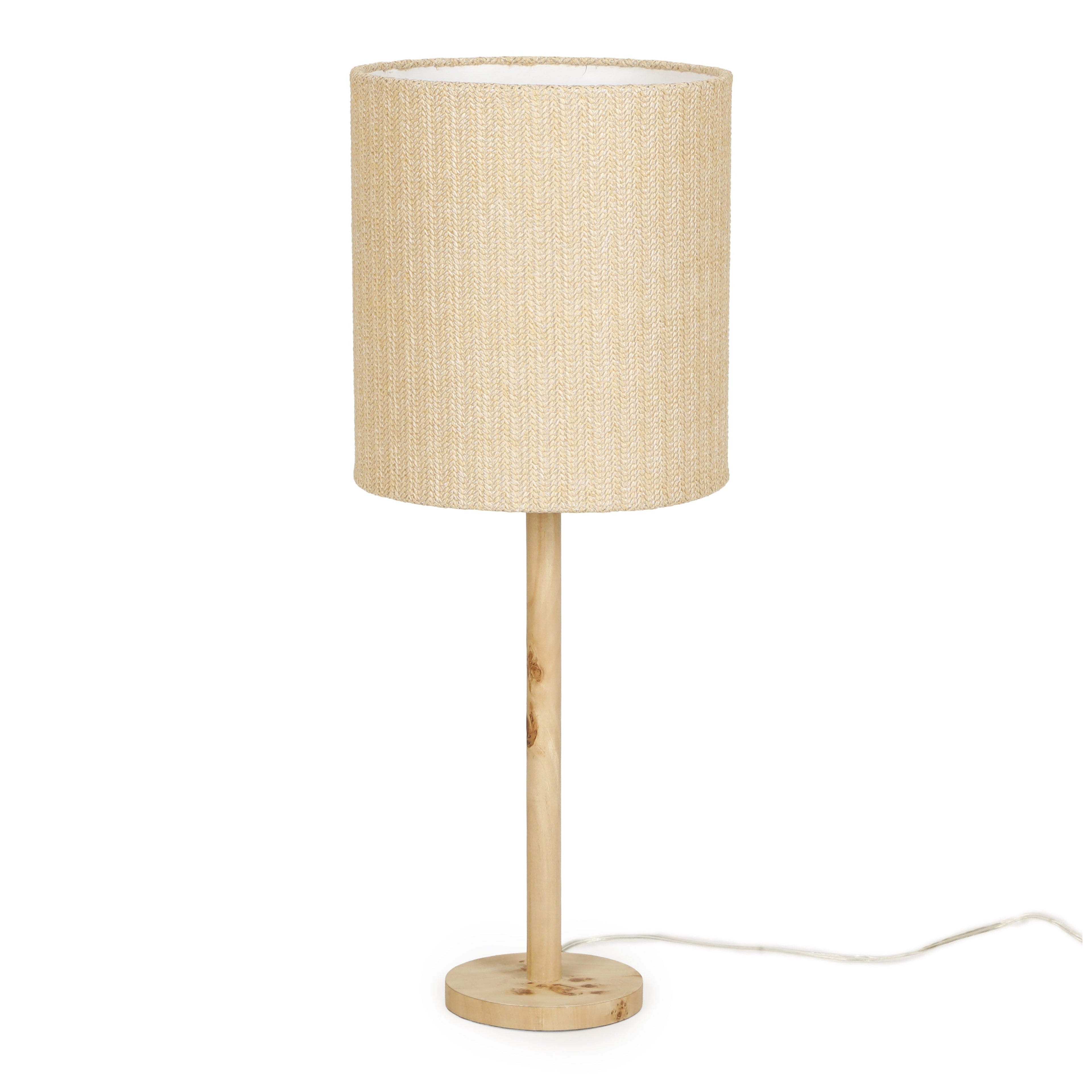 Lamia Natural Burl and Raffia Contract-Grade Table Lamp