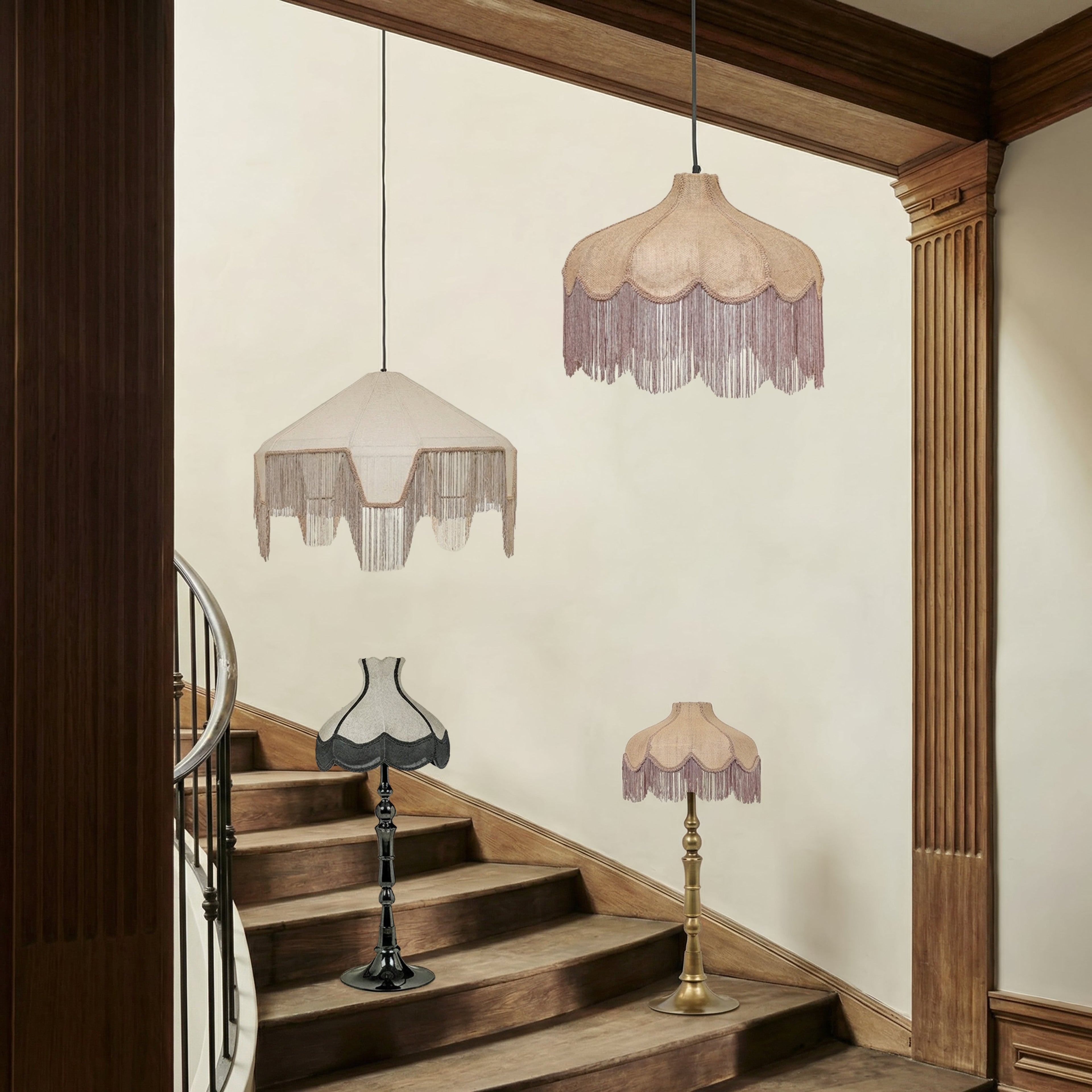Buchanan Jute Fringed Scalloped Pendant Light