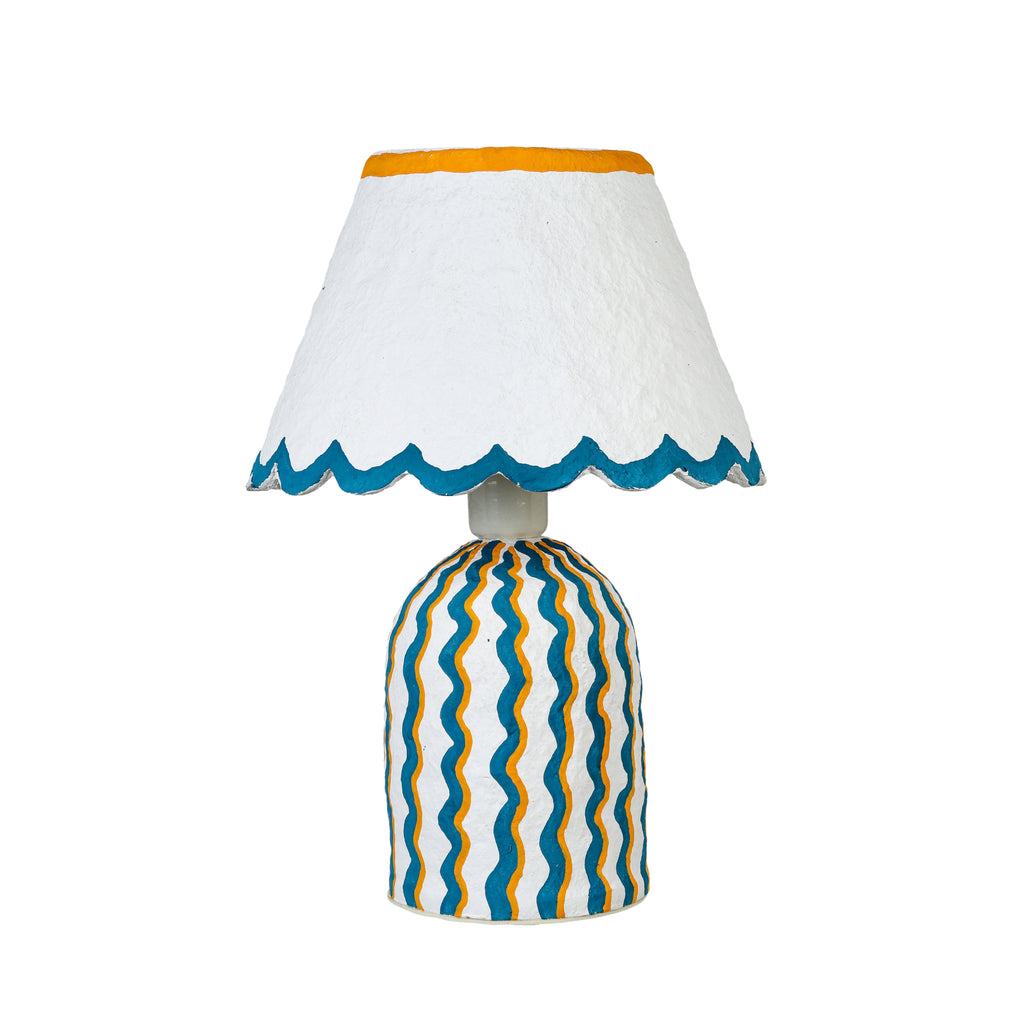 Blum Scalloped Cotton Mache Table Lamp