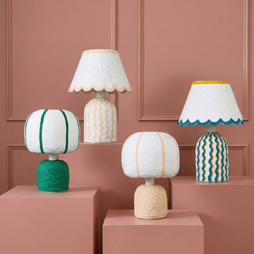 Blum Scalloped Cotton Mache Table Lamp