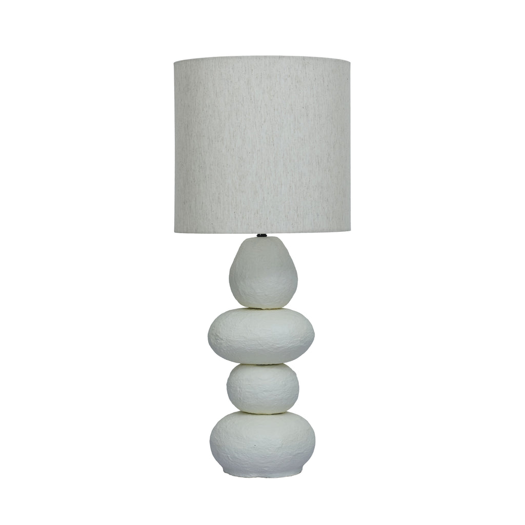 Pebble Cream Papier Mache Table Lamp