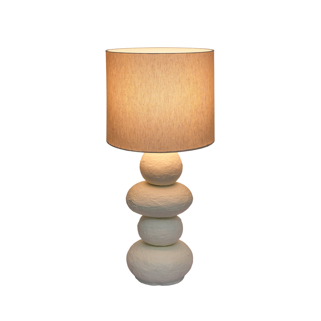Pebble Cream Papier Mache Table Lamp
