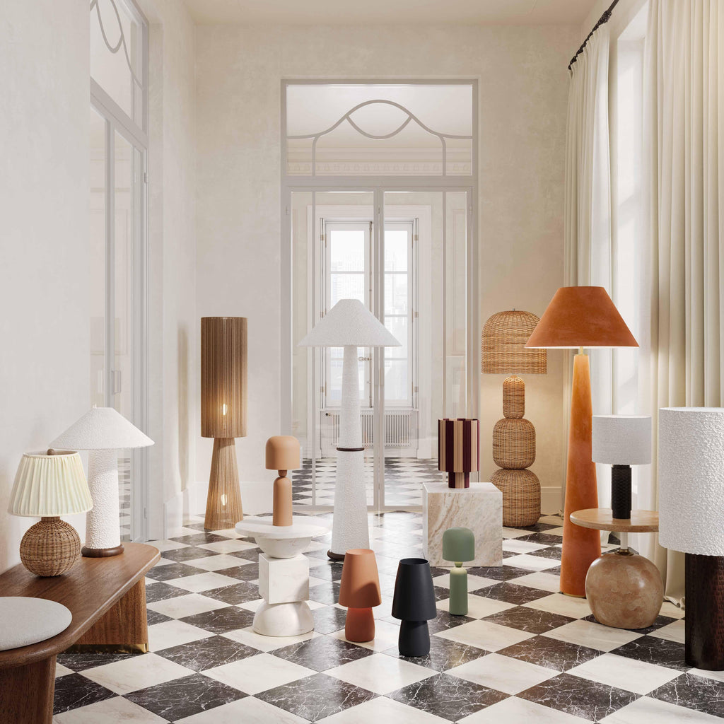 Pallora Cream &amp; Natural Rattan Table Lamp