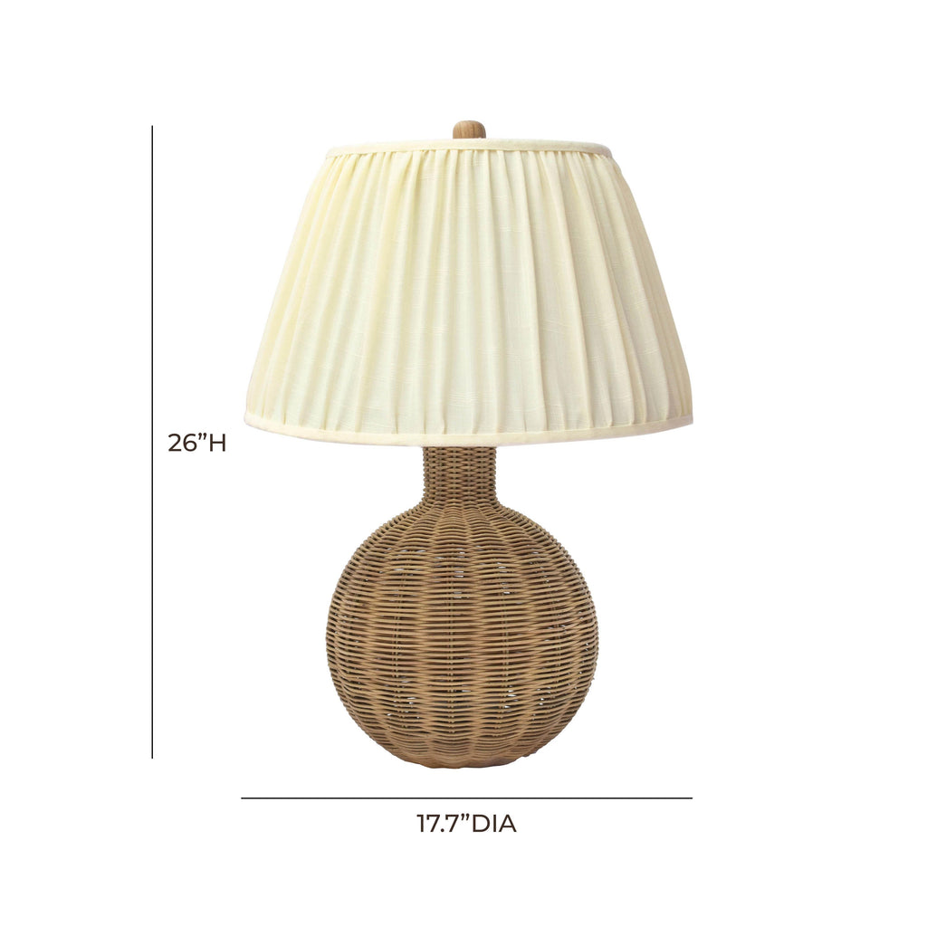 Pallora Cream &amp; Natural Rattan Table Lamp