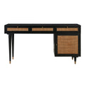 Sierra 60" Cane 3-Drawer Desk With Storage