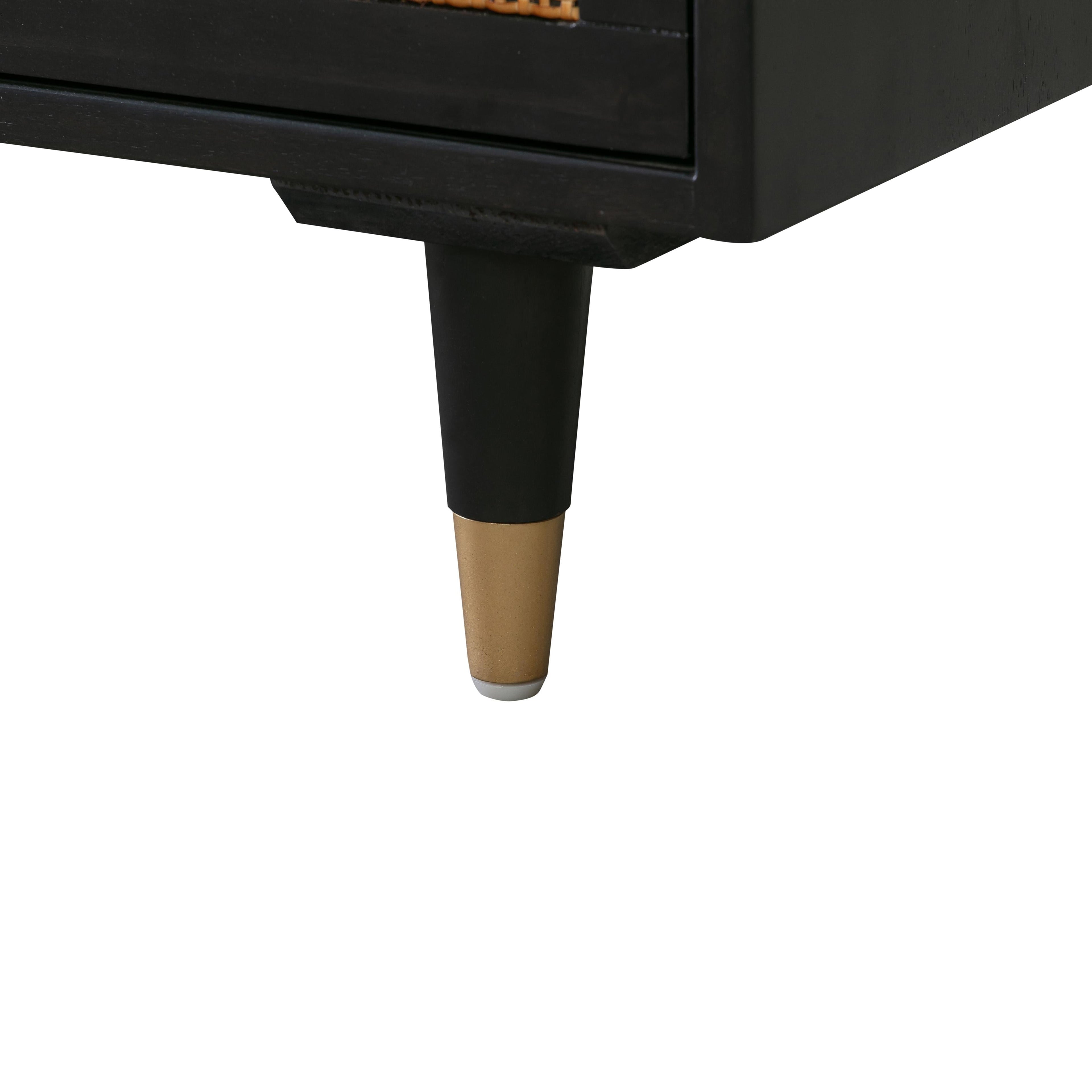 Sierra 60" Cane 3-Drawer Desk With Storage