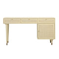 Sierra 60" Cane 3-Drawer Desk With Storage