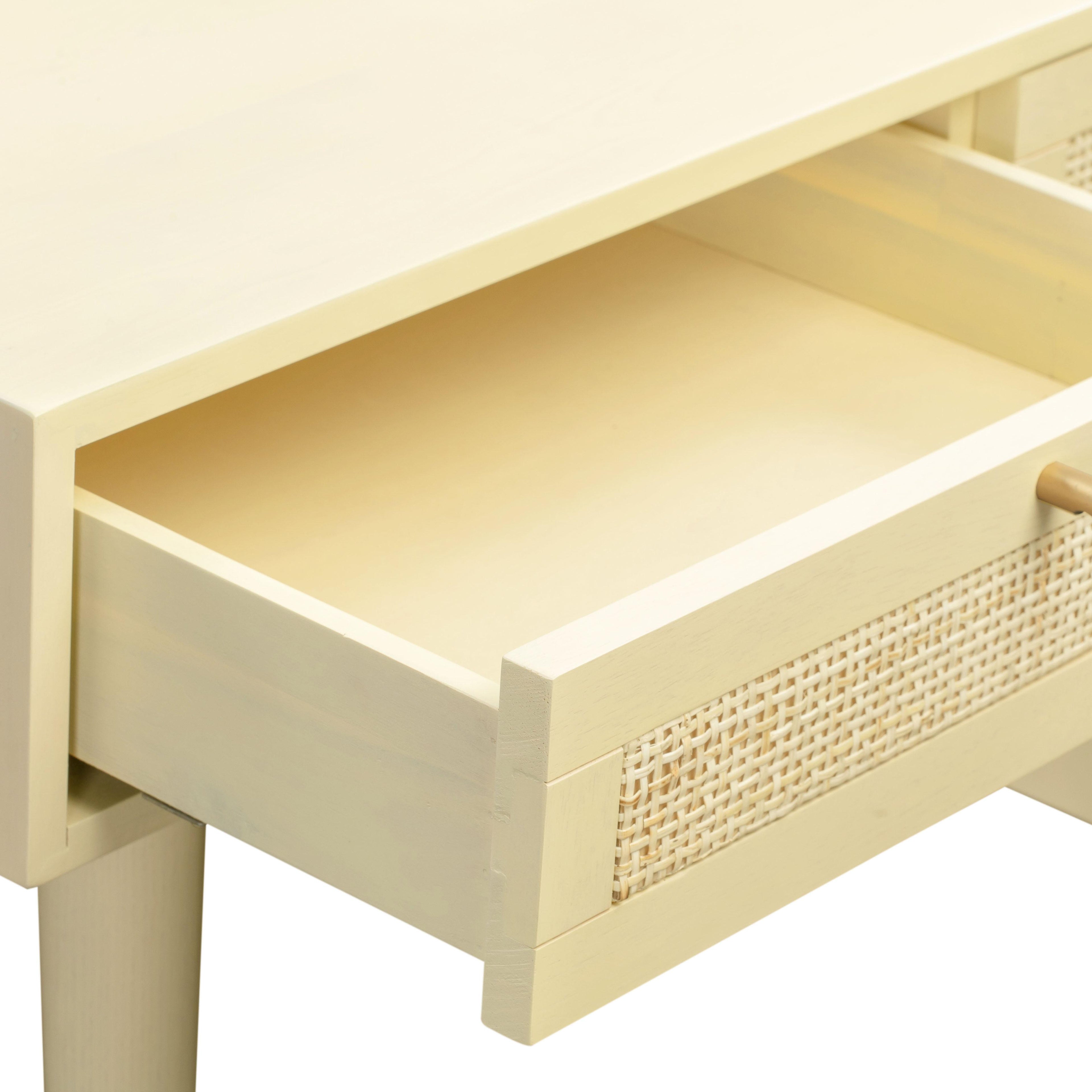 Sierra 60" Cane 3-Drawer Desk With Storage