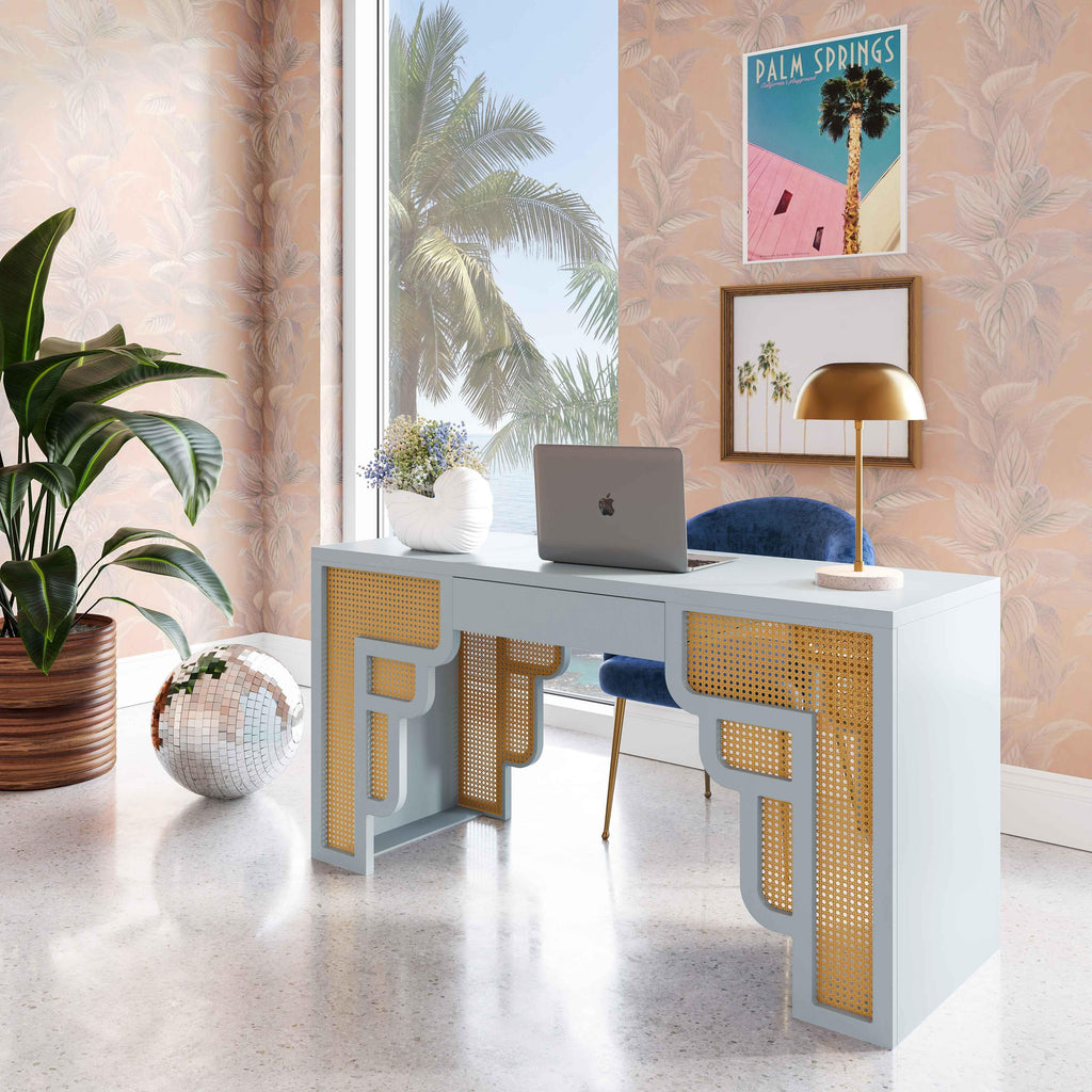 Suzie 62" Rattan Executive Desk With Drawer