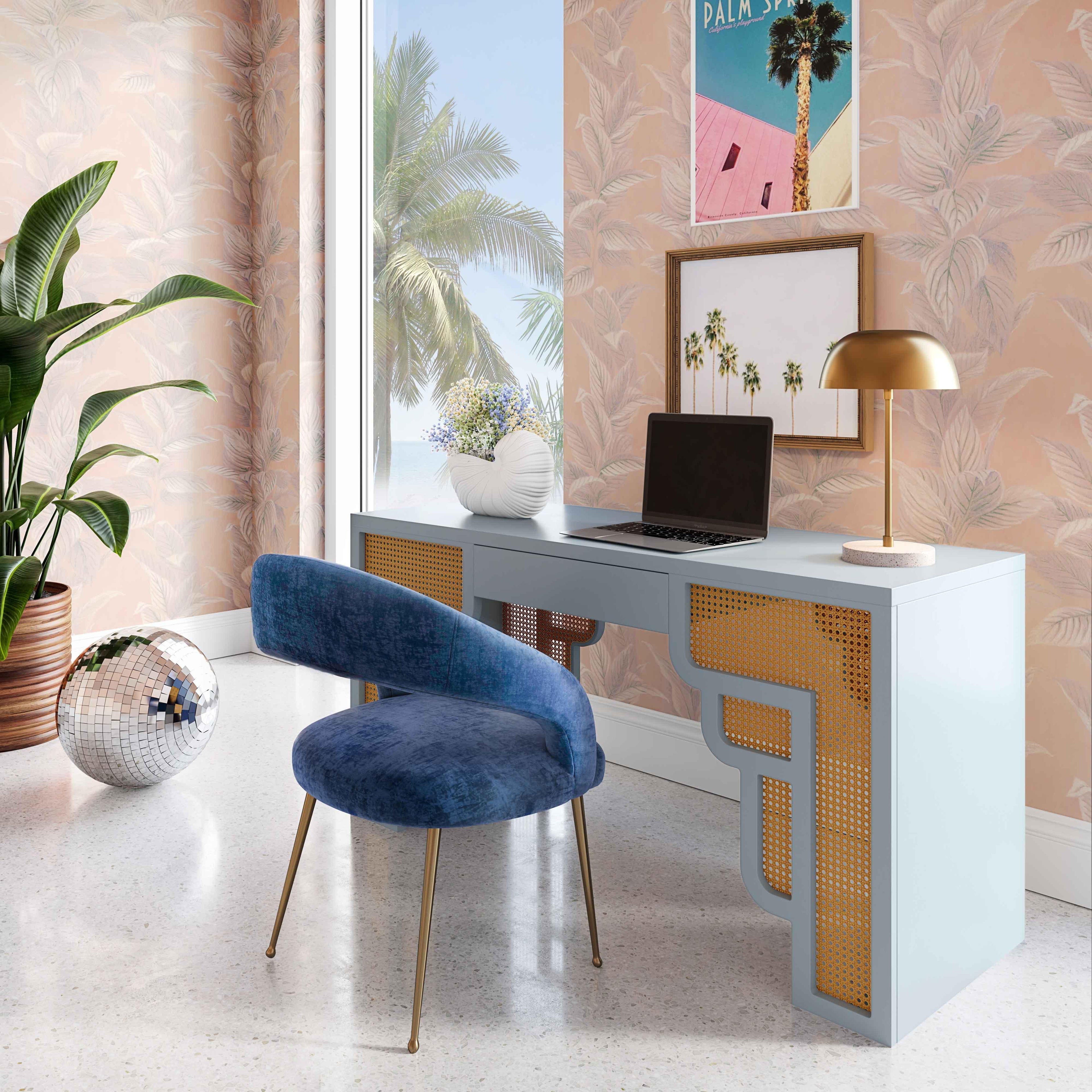 Suzie 62" Rattan Executive Desk With Drawer