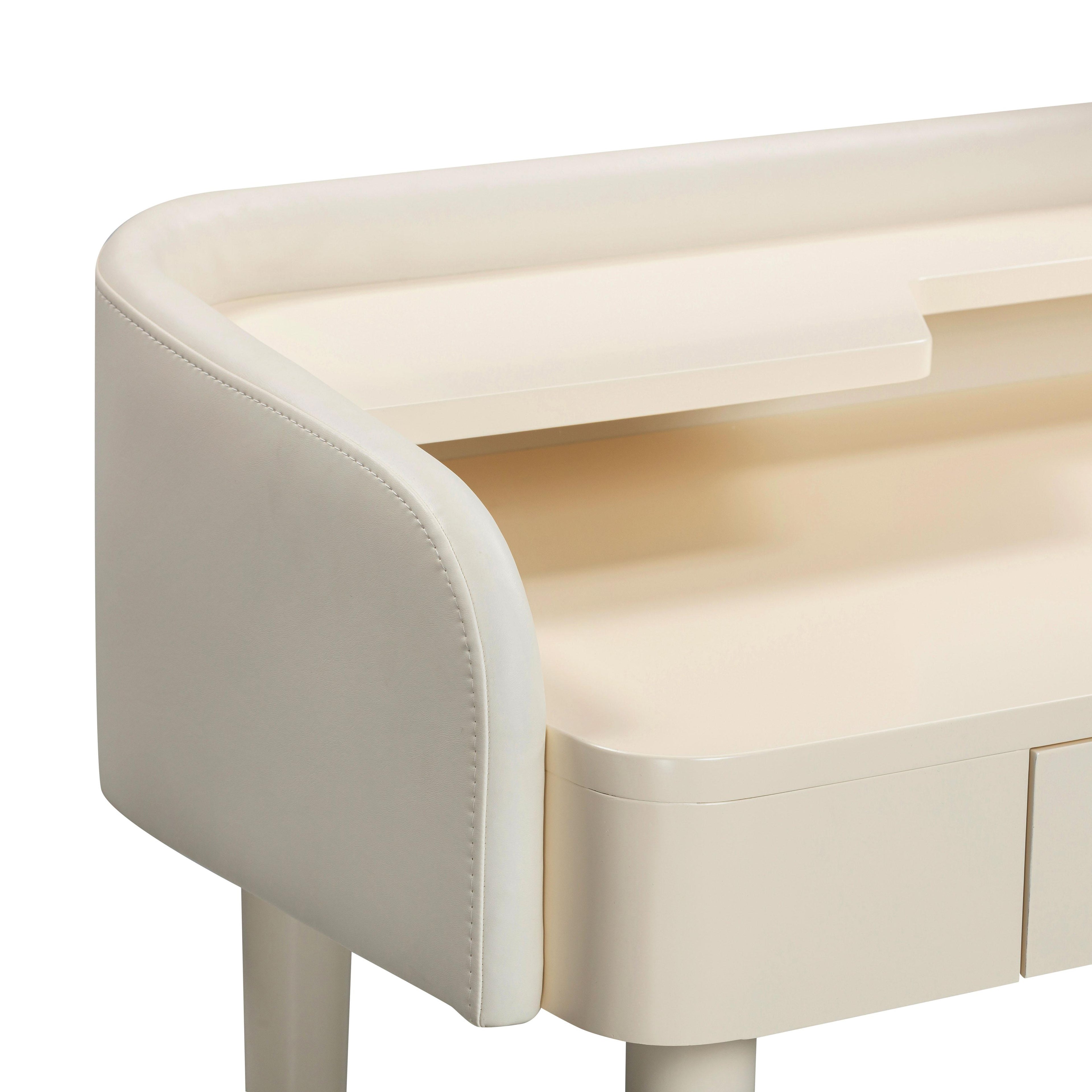 Penelope 45" Vegan Leather Wrapped Vanity Desk With Drawer