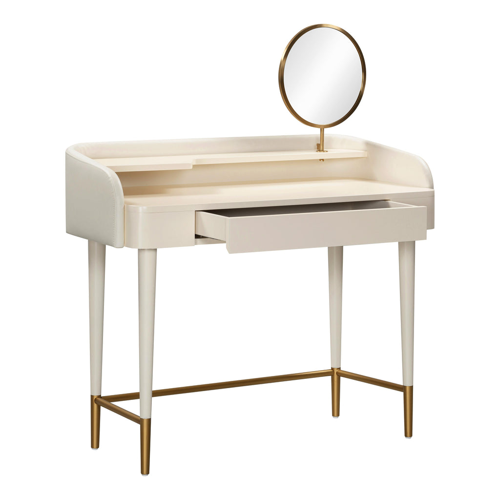 Penelope 45" Vegan Leather Wrapped Vanity Desk With Drawer