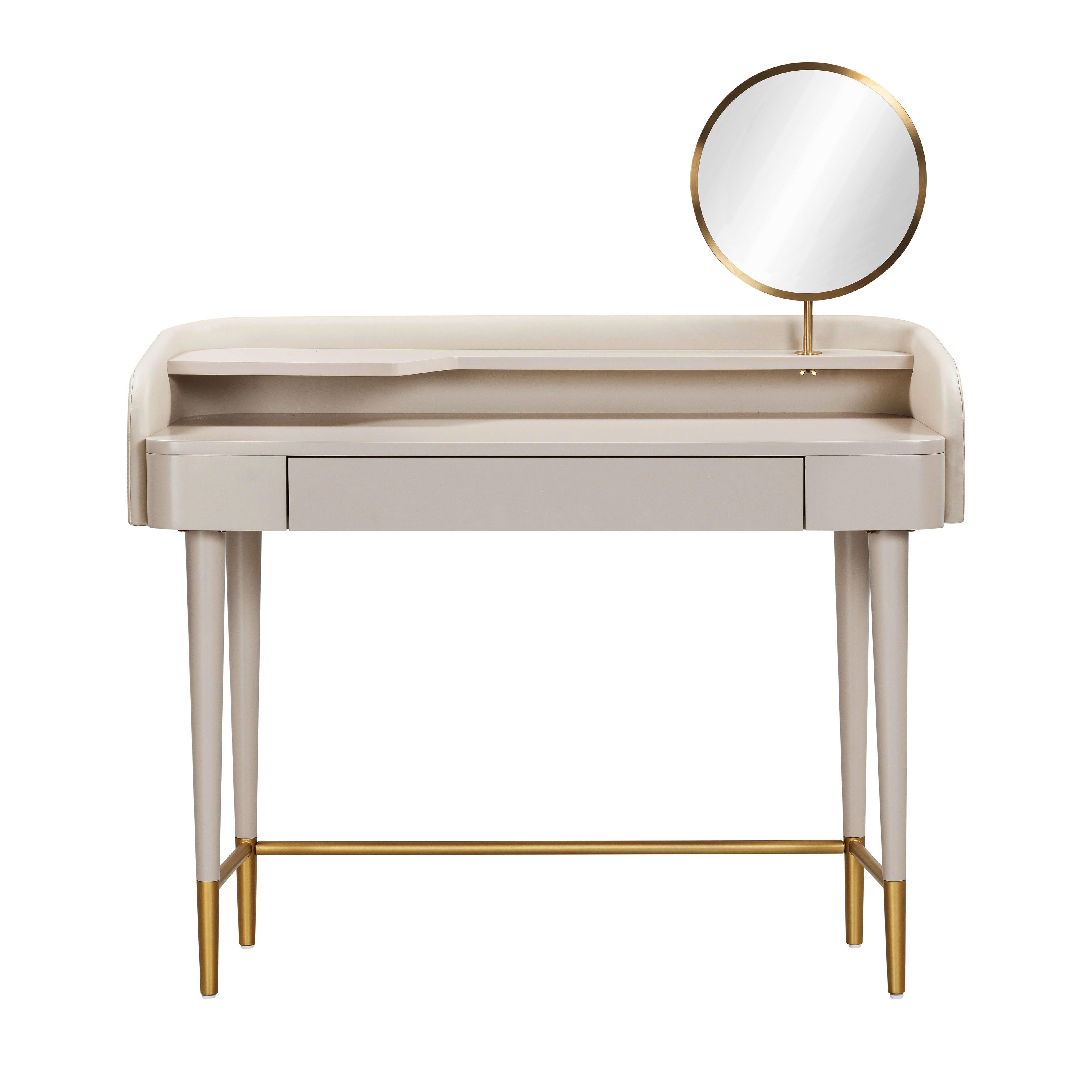 Penelope 45" Vegan Leather Wrapped Vanity Desk With Drawer