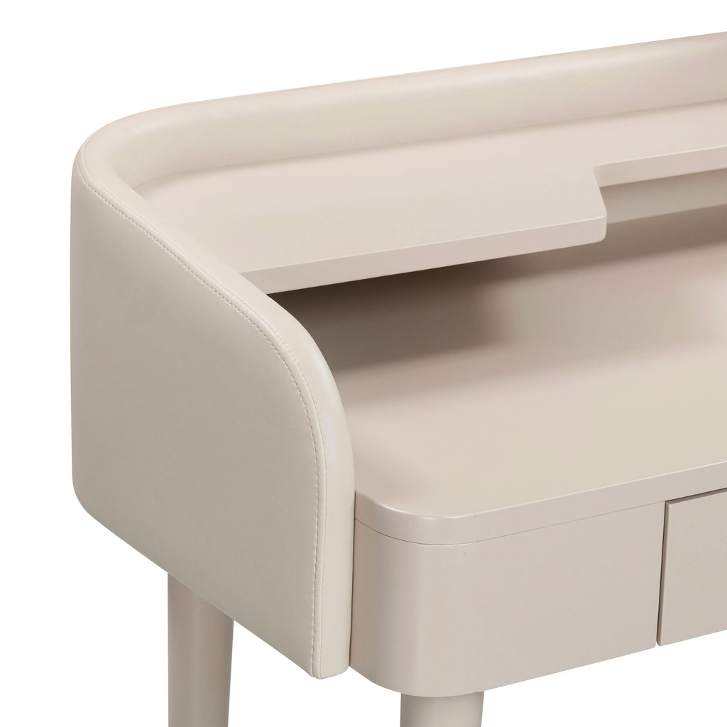 Penelope 45" Vegan Leather Wrapped Vanity Desk With Drawer