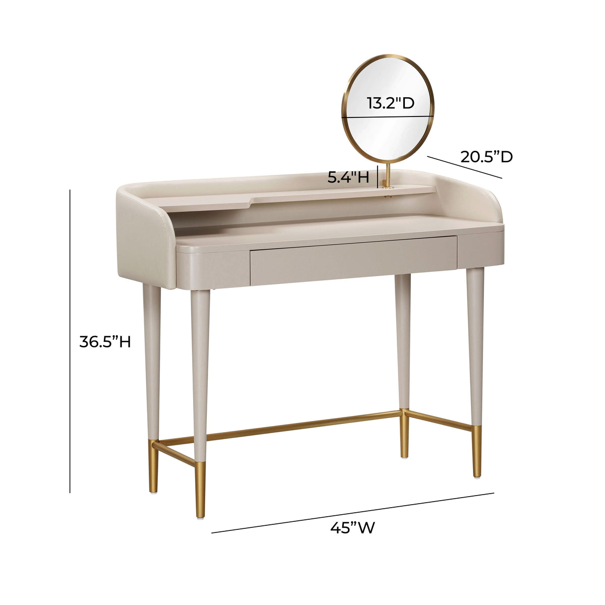Penelope 45" Vegan Leather Wrapped Vanity Desk With Drawer