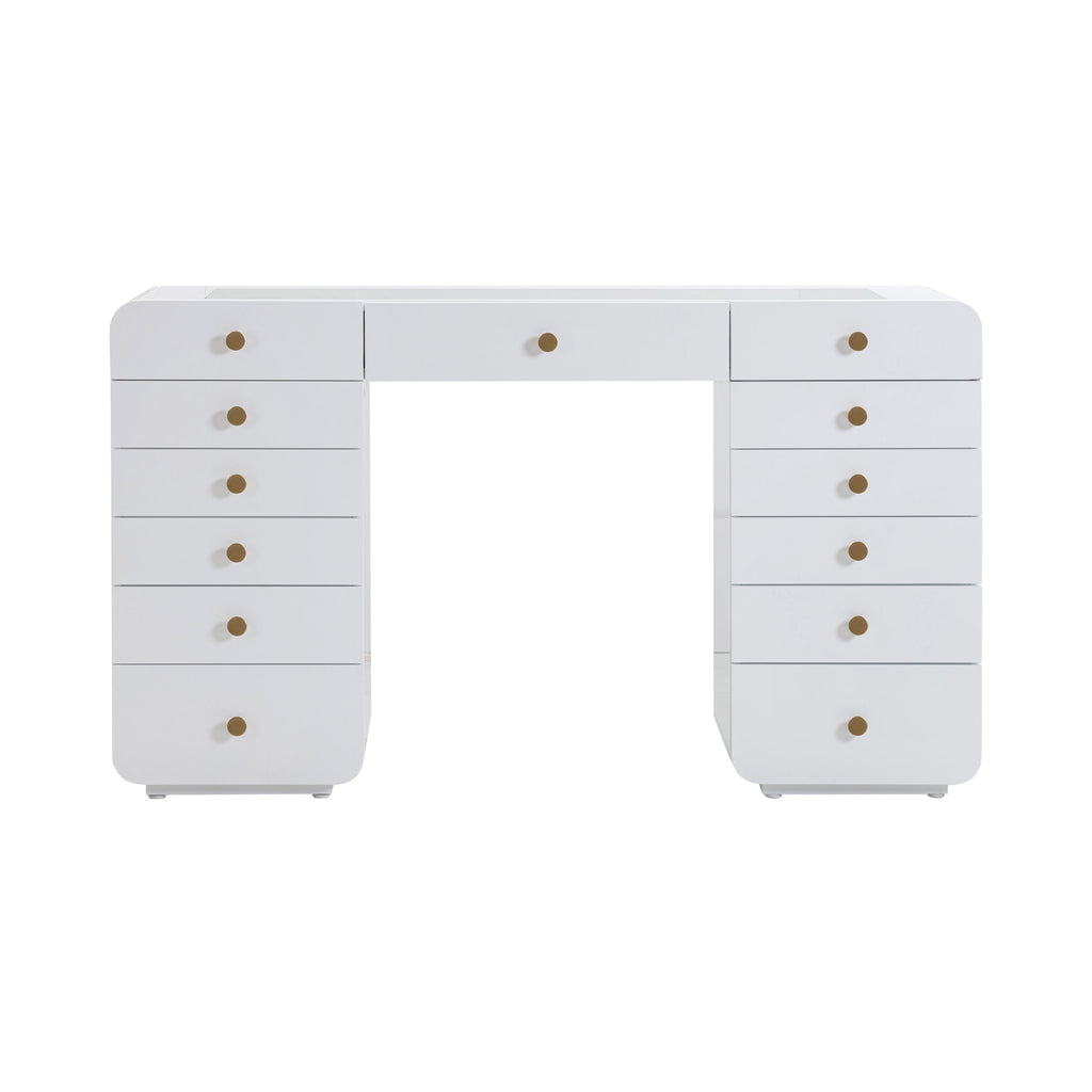 Hollywood 56" White Desk with Vanity Mirror