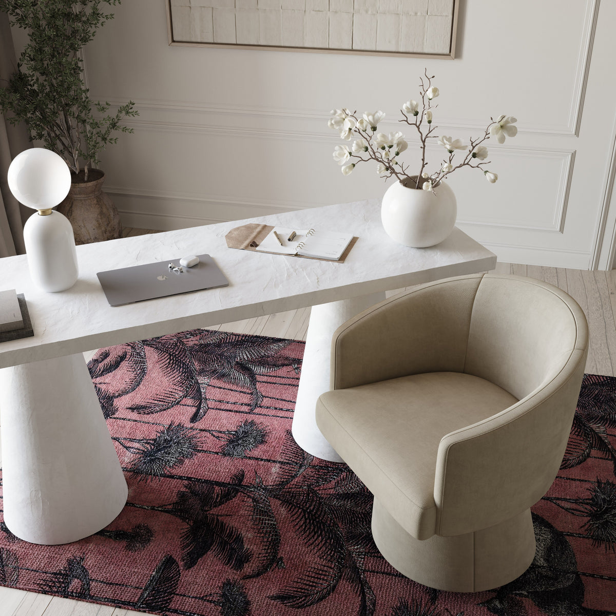 Kristen Upcycled Contract-Grade Chenille Rolling Desk Chair