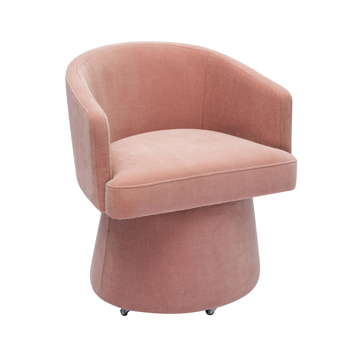 Kristen Upcycled Contract-Grade Chenille Rolling Desk Chair — Pink null