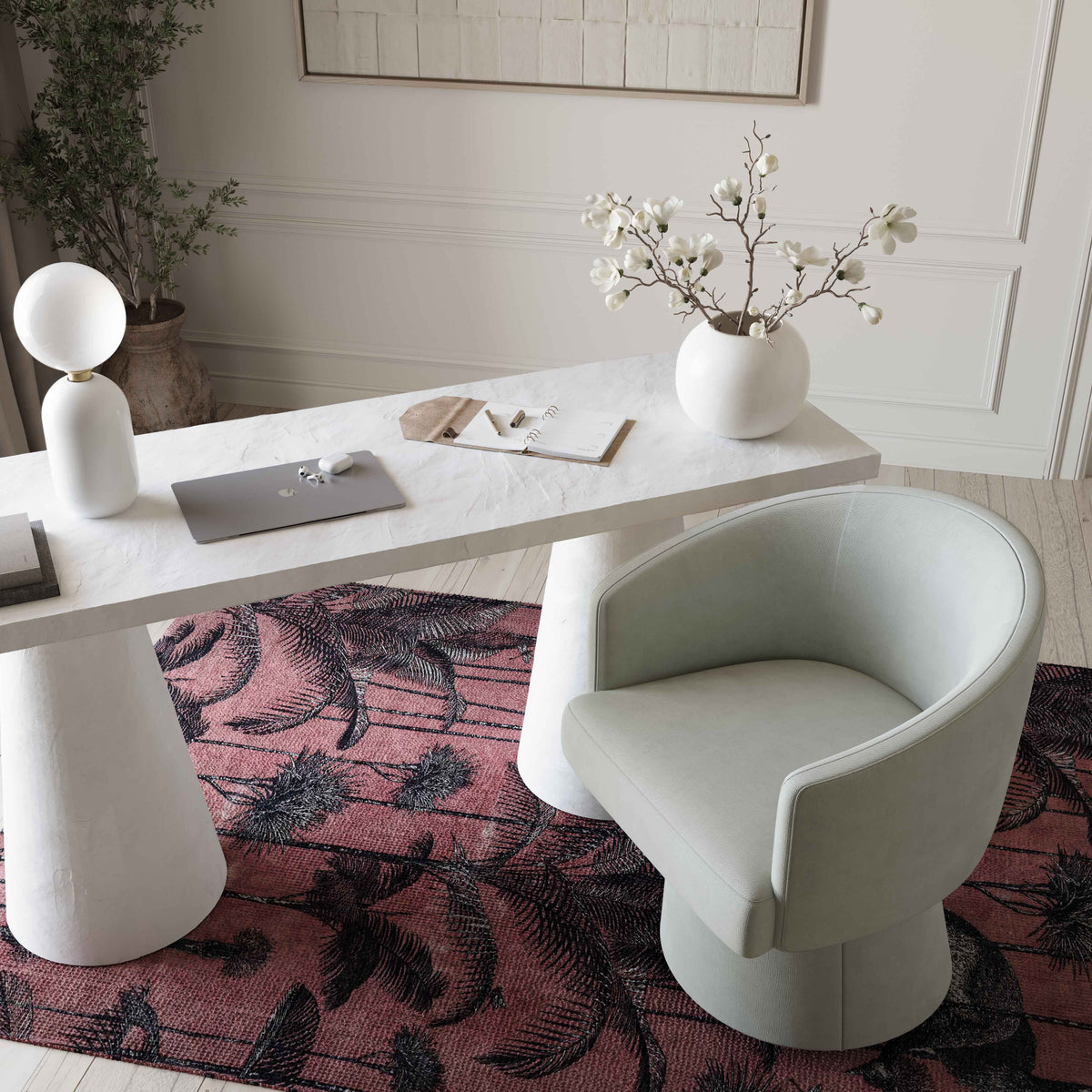 Kristen Upcycled Contract-Grade Chenille Rolling Desk Chair